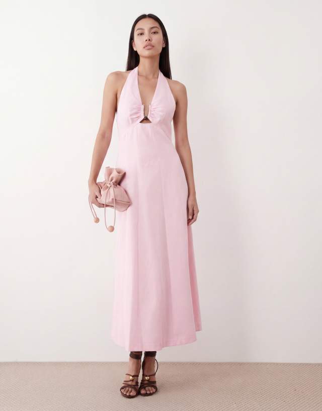 forever new pink linen dress A playful mini dress with a vintage-inspired appeal