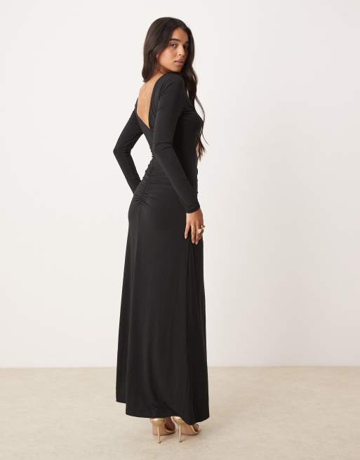 Forever New long sleeve cut-out maxi dress in black | ASOS