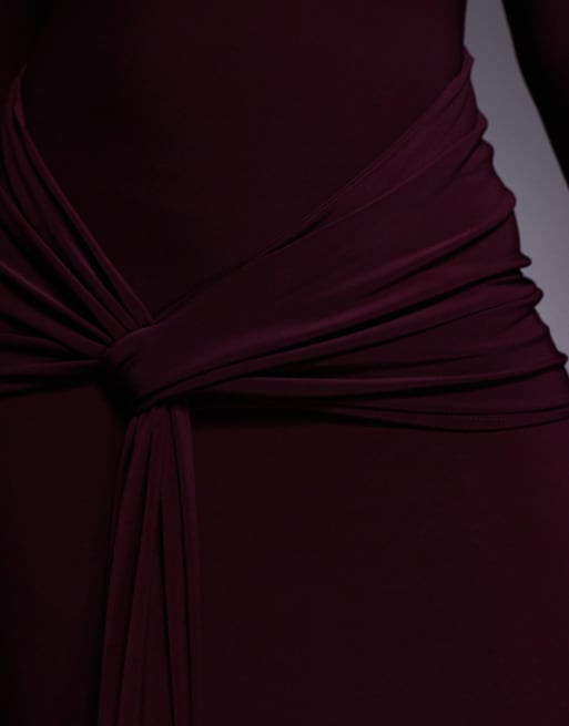 Forever New long sleeve drape maxi dress in deep plum, 4 of 4