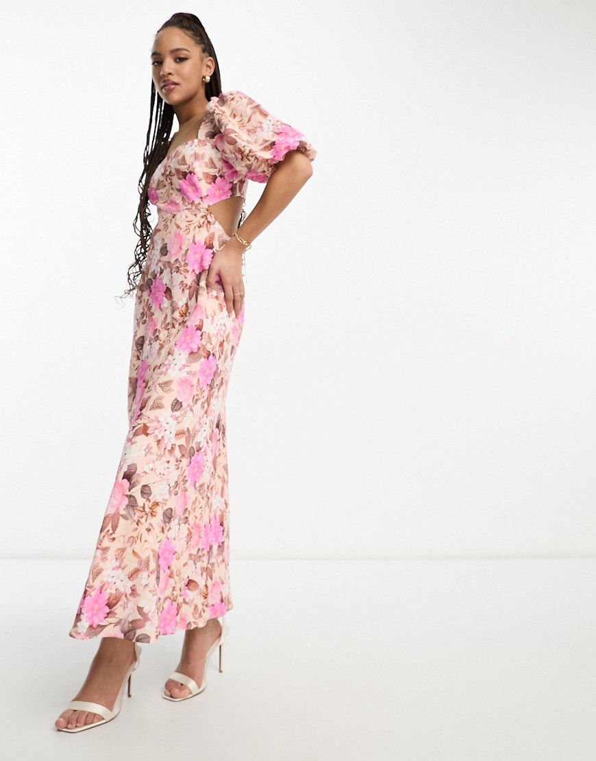 Forever New long sleeve maxi dress in leopard pink floral