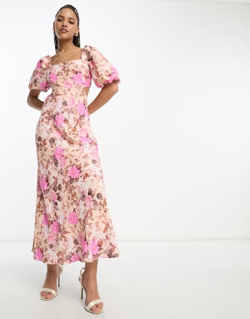 Forever New long sleeve maxi dress in leopard pink floral