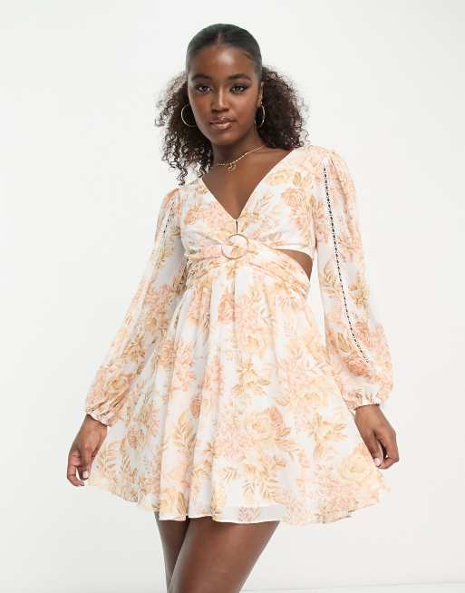 Floral mini dress outlet long sleeve