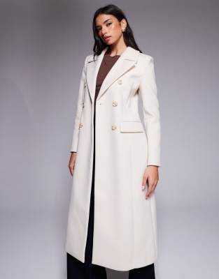 Forever New - Longline-Mantel in Cremeweiß-Neutral
