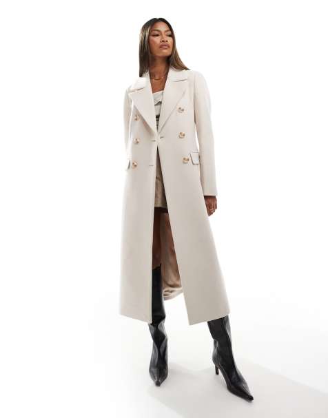 Forever New longline smart coat in cream - view 1