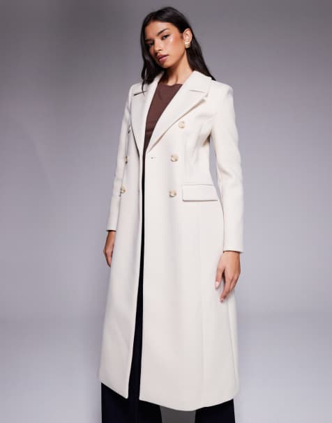 Forever New longline smart coat in cream - view 1