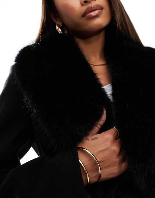 Forever New - Manteau avec col en fausse fourrure - Noir, 4 de 4