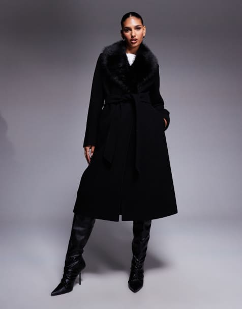 Forever New - Manteau avec col en fausse fourrure - Noir - view 1