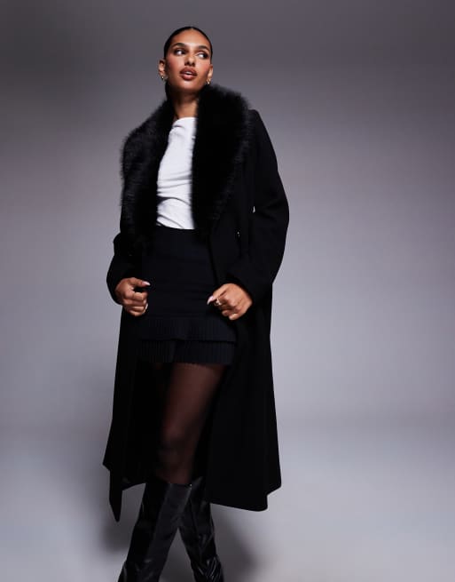 Forever New - Manteau avec col en fausse fourrure - Noir, 2 de 4