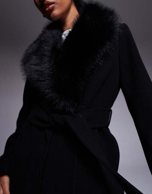 Forever New - Manteau avec col en fausse fourrure - Noir, 4 de 4