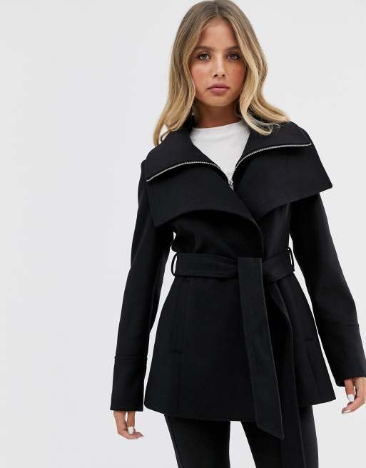 manteau court avec ceinture femme