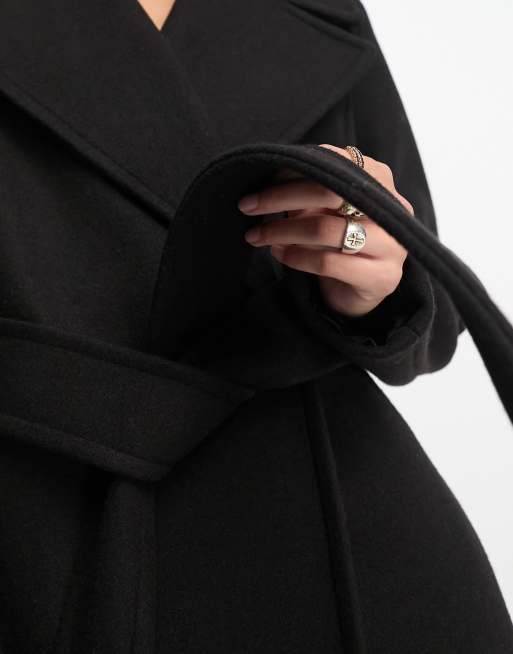 Forever New - Manteau croisé élégant avec ceinture à nouer - Noir, 3 de 4