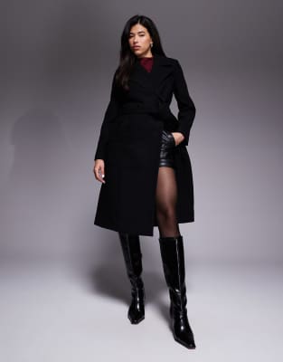 Forever New - Manteau croisé habillé - Noir chaud