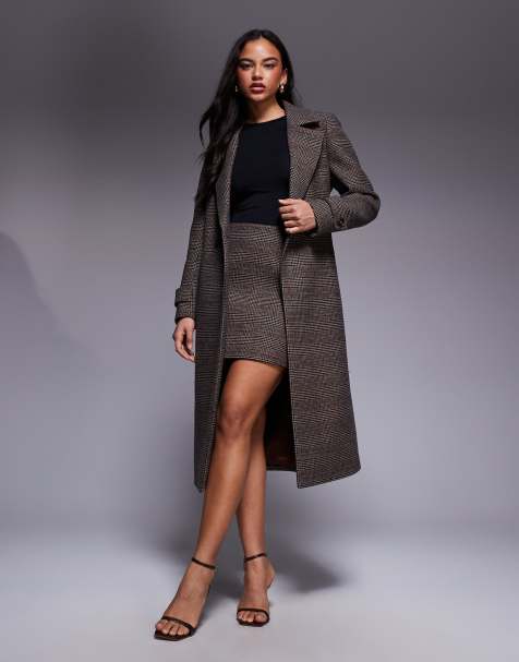 Forever New - Manteau d'ensemble longueur mollet avec ceinture et carreaux - Baie - view 1