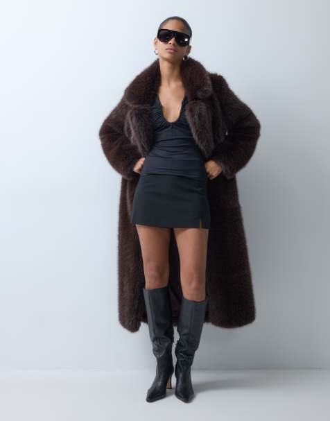 Forever New manteau long faux-fur chocolat - view 1