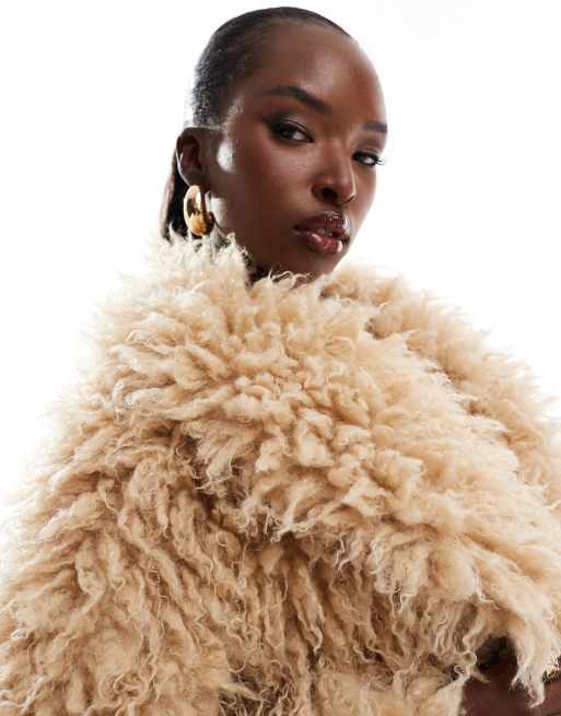 parka kunstfell mantel damen beige