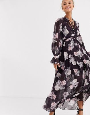 Forever New maxi dress in purple floral print-Multi