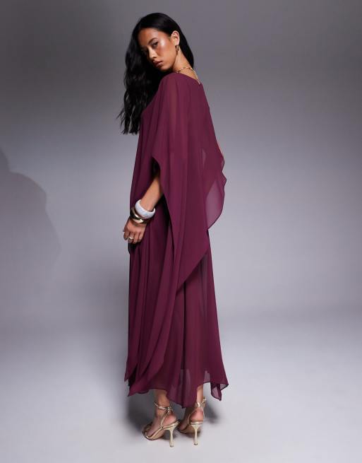 Forever New – Maxikleid in Portweinrot mit Flügelärmeln, 2 von 4