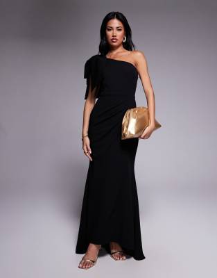 Forever New - Maxikleid in Schwarz mit One-Shoulder-Träger und Schleife
