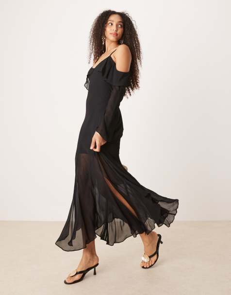 Forever New – Maxikleid in Schwarz mit Rüschen - view 1
