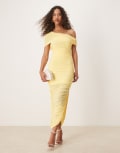 [Forever New] Forever New mesh ruched asymmetrical midaxi dress in yellow-Green 16 Yellow