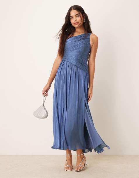 Asos navy prom dress online