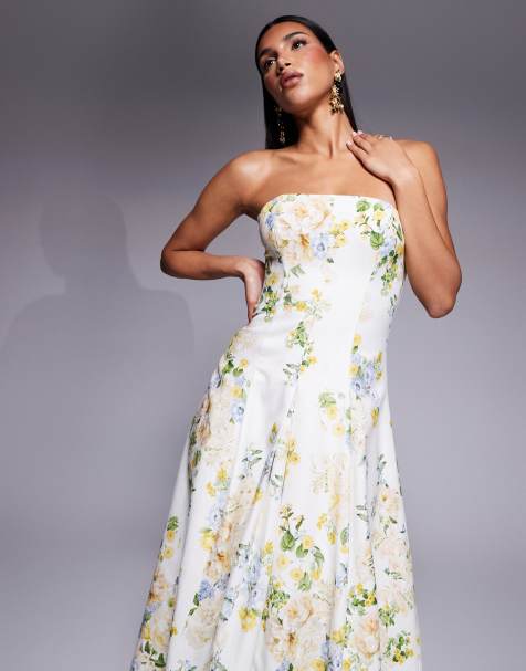 Forever New - Midaxi-jurk met structuur en gele met groene bloemenprints - view 1