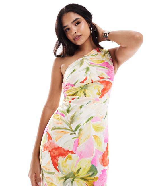 Forever New - Midaxi-kjole med oneshoulder og klart blomstermønster, 3 af 4