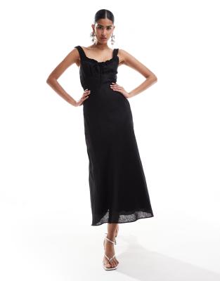 Forever New - Midaxi-Kleid in Schwarz mit geraffter Brustpartie