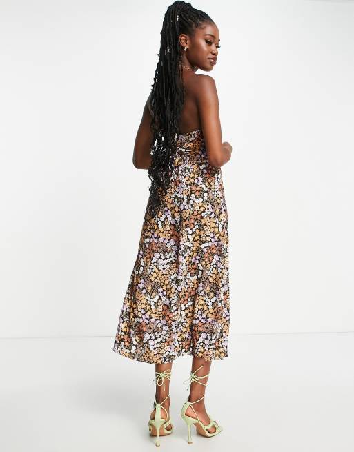 Bruine midi jurk hot sale