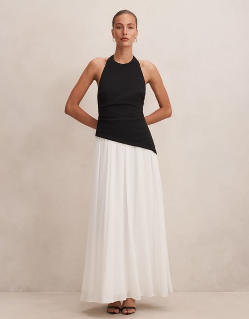 Forever New - Midikjole med halterneck og sort/hvidt blokdesign, 4 af 4