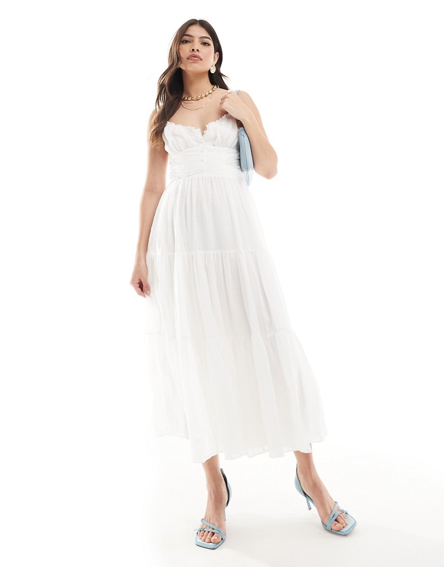 Forever New milkmaid midi dress in white