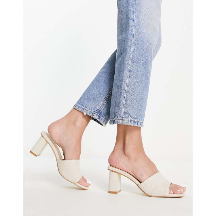 Forever New natural block heeled mule in beige | ASOS