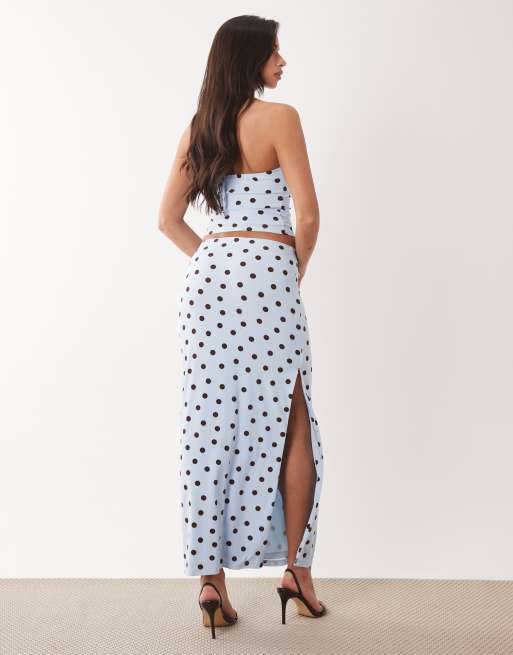 Forever New – Niebieska spódnica maxi w groszki, część zestawu, 5 z 5