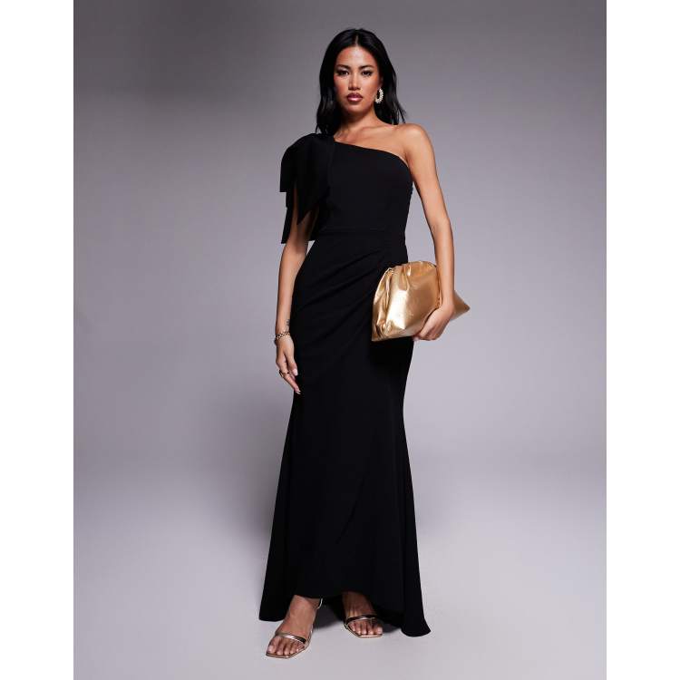 one shoulder dress forever new Forever New one shoulder bow maxi dress in black
