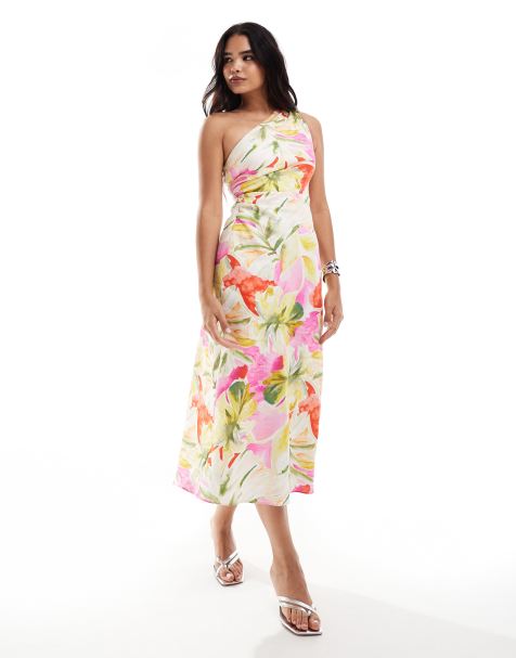 Forever New one shoulder midaxi dress in bright floral - view 1