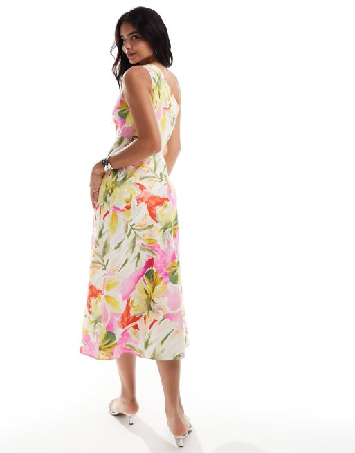 Forever New one shoulder midaxi dress in bright floral ASOS