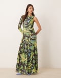 [Forever New] Forever New one sleeve maxi dress in butterfly print-Multi 12 Deep Green