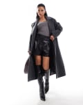 [Forever New] Forever New oversized wrap coat in charcoal grey marl 8 Charcoal