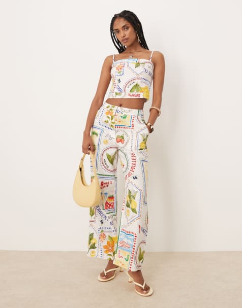 Forever New - Pantaloni con stampa stile cartolina in coordinato - view 1