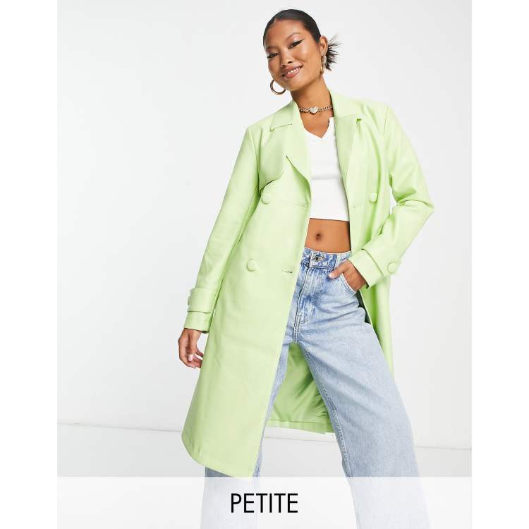 Forever New Petite belted PU jacket in lime