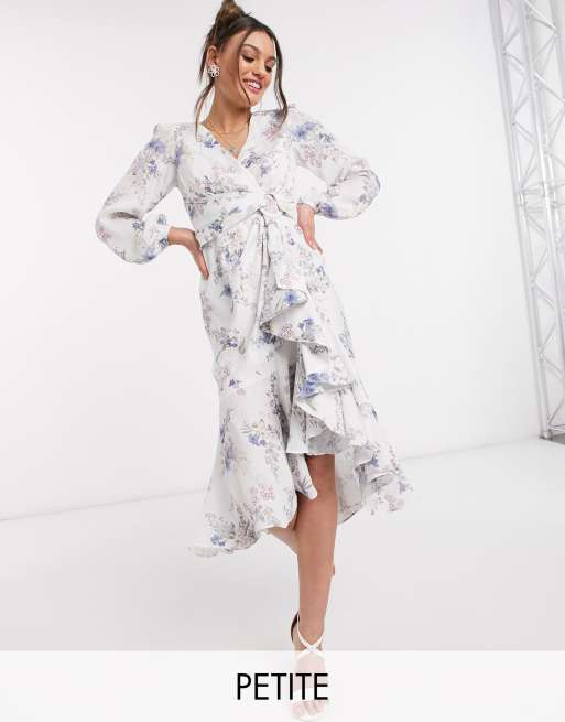 Forever new wrap 2024 ruffle floral midi dress