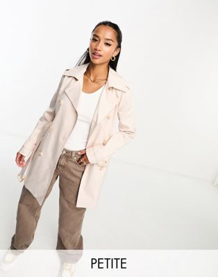 Forever New Petite belted trench coat in stone - ASOS Price Checker