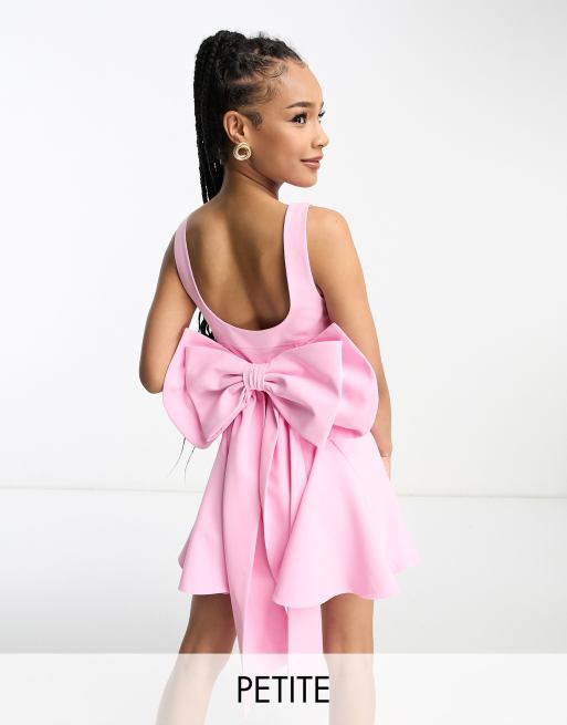 Forever New Petite bow back mini dress in pastel pink