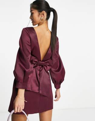Forever New Petite Forever New Petite bow back mini dress in plum-Purple