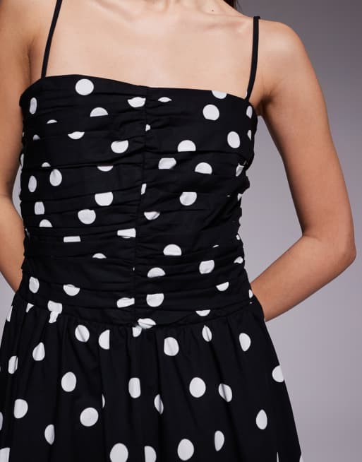 Forever New Petite cami maxi dress in black polka dot, 4 of 4