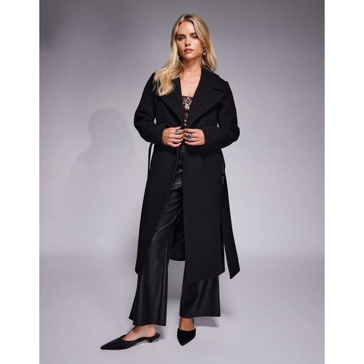 Forever New Petite Cappotto avvolgente formale nero ASOS