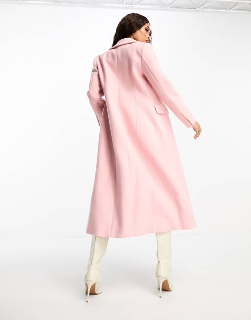 Forever New Petite - Cappotto lungo con dettaglio oversize rosa polvere, 2 di 4