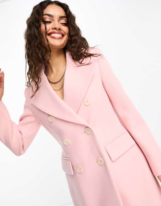 Forever New Petite - Cappotto lungo con dettaglio oversize rosa polvere, 3 di 4
