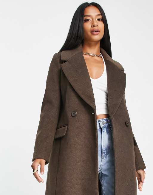Forever New Petite – Chokladbrun, avslappnad, lång finkappa, 4 av 4