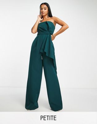 Forever New Petite bandeau bow drape jumpsuit in emerald - ASOS Price Checker